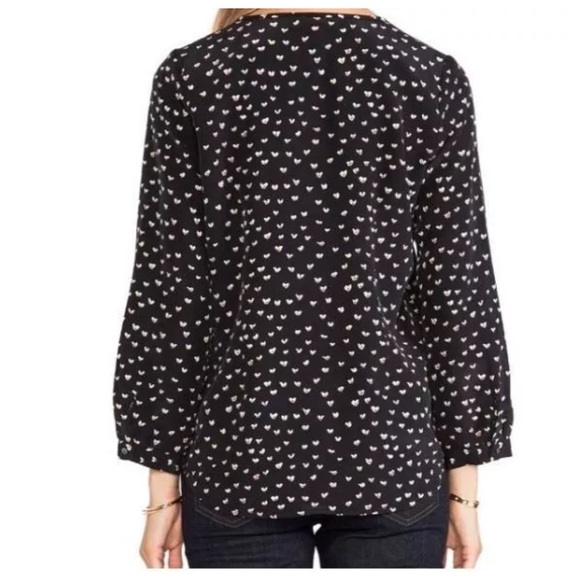 Joie Purine Print 100% Silk Black V Neck Button Down Blouse L - Picture 3 of 10